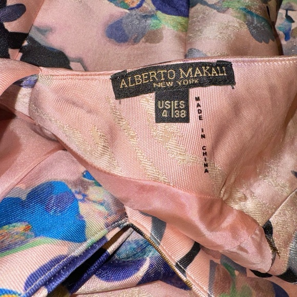 Designer Alberto MAKALI SATIN FLORAL COCKTAIL prom dress women’s size 4 small - Picture 3 of 12